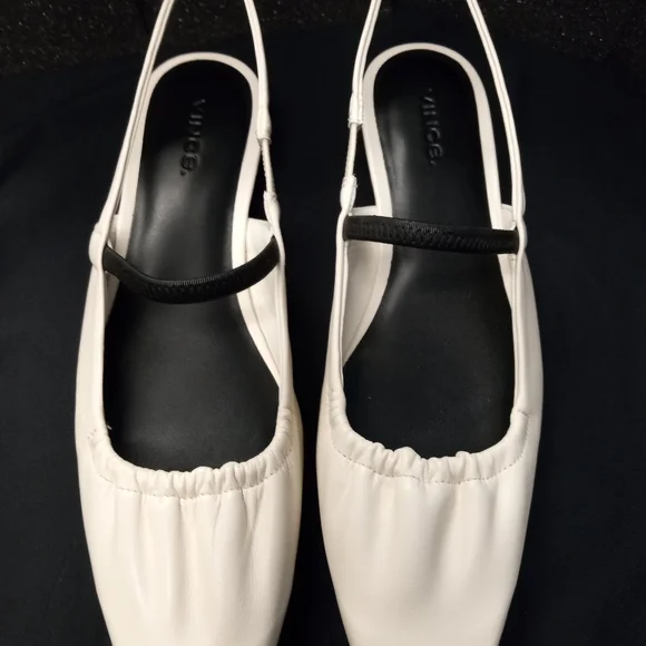 New Vince Women's Buttery Soft Leather Cream and Black Slingback Flats Size 7M - Picture 8 of 12